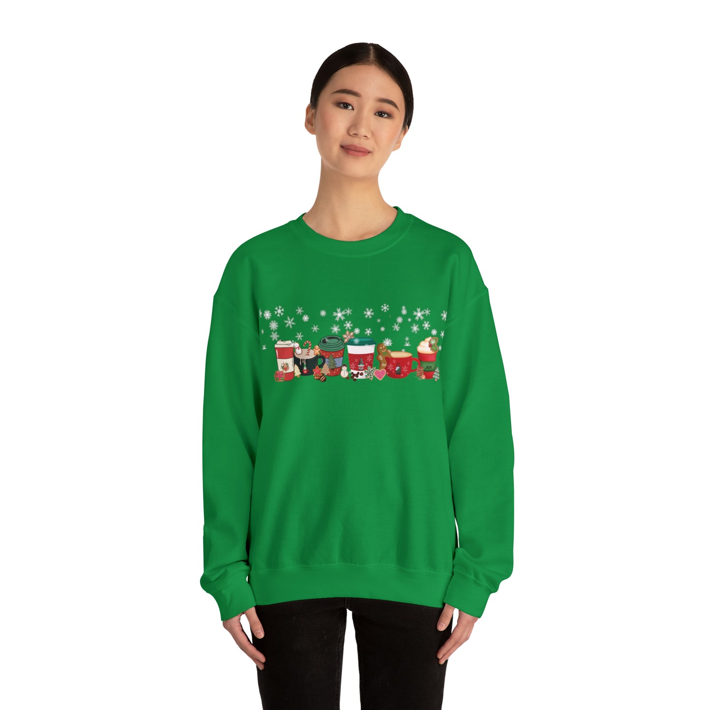 Christmas Coffee, Gingerbread Latte, Peppermint Latte, Nutmeg Mocha, Snow Flakes, Whip Cream with Cinnamon Cozy Sweat Shirt