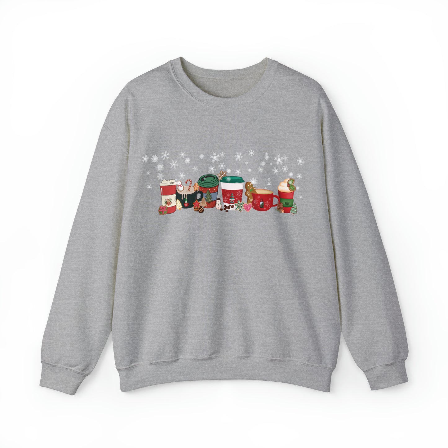 Christmas Coffee, Gingerbread Latte, Peppermint Latte, Nutmeg Mocha, Snow Flakes, Whip Cream with Cinnamon Cozy Sweat Shirt