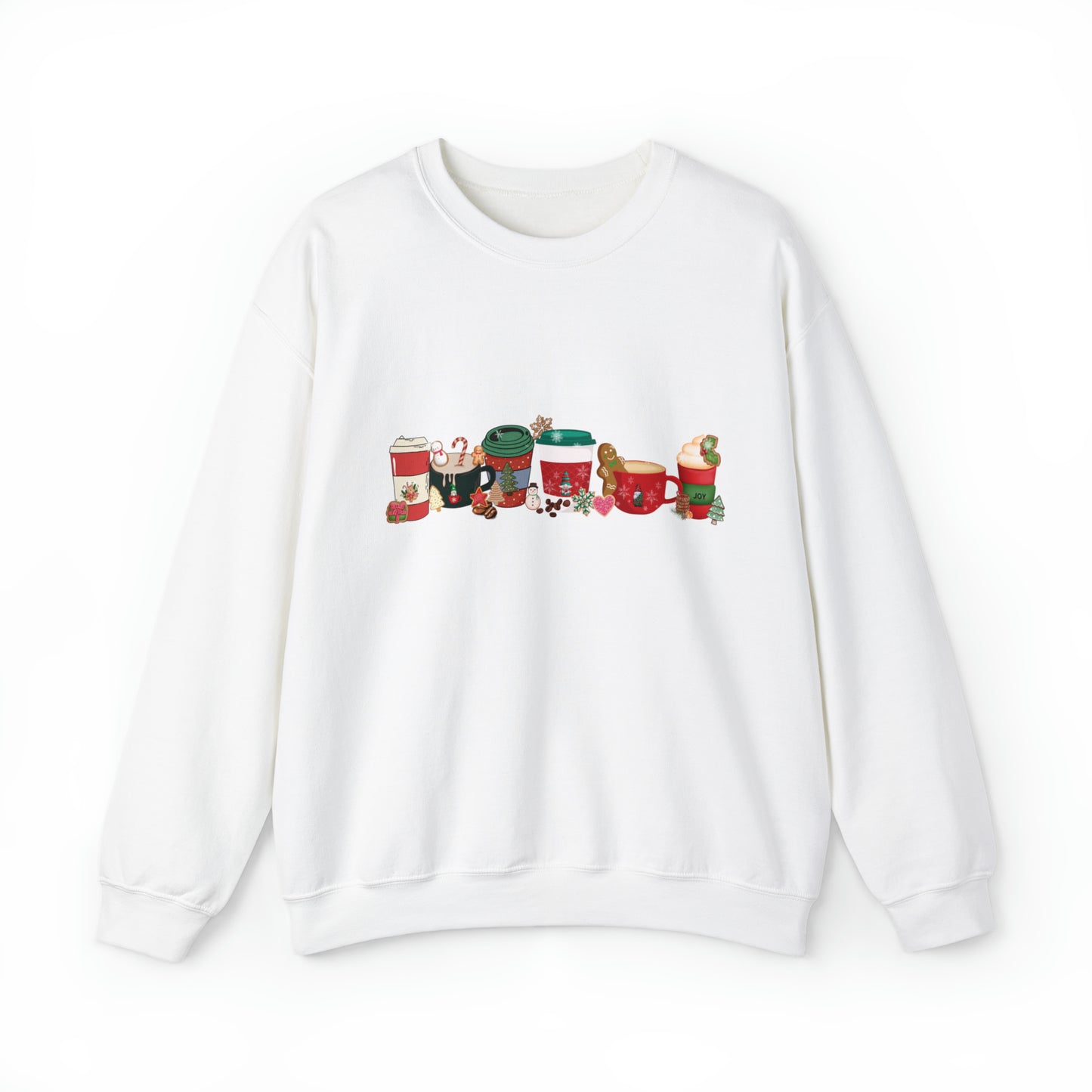 Christmas Coffee, Gingerbread Latte, Peppermint Latte, Nutmeg Mocha, Snow Flakes, Whip Cream with Cinnamon Cozy Sweat Shirt