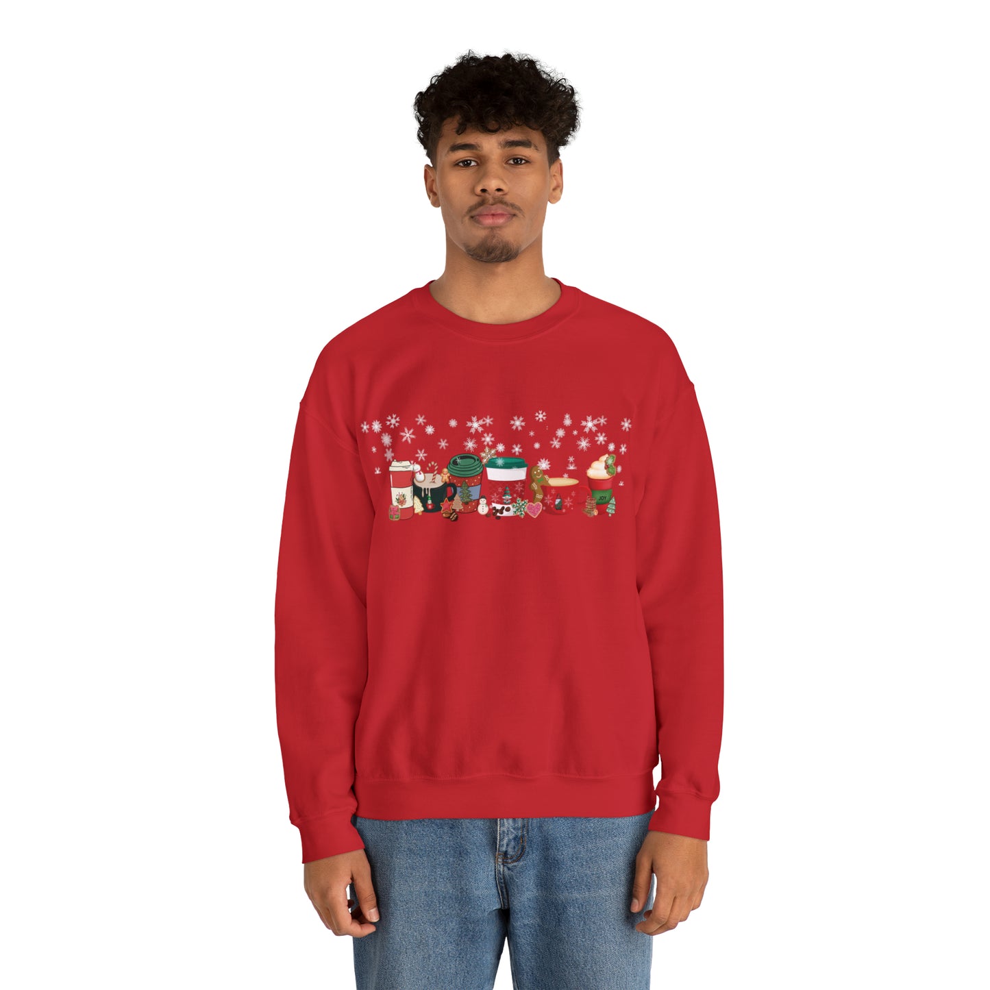 Christmas Coffee, Gingerbread Latte, Peppermint Latte, Nutmeg Mocha, Snow Flakes, Whip Cream with Cinnamon Cozy Sweat Shirt