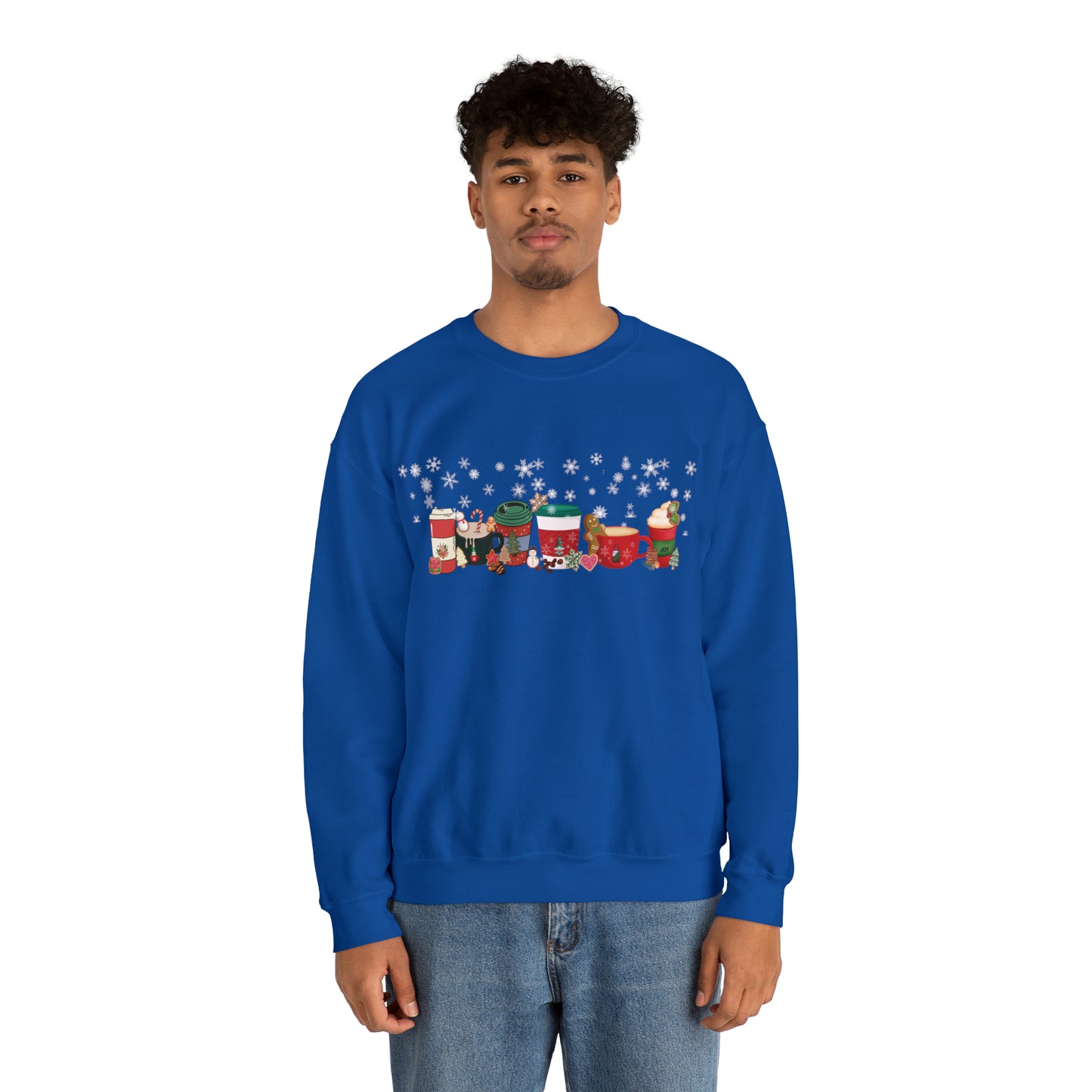 Christmas Coffee, Gingerbread Latte, Peppermint Latte, Nutmeg Mocha, Snow Flakes, Whip Cream with Cinnamon Cozy Sweat Shirt