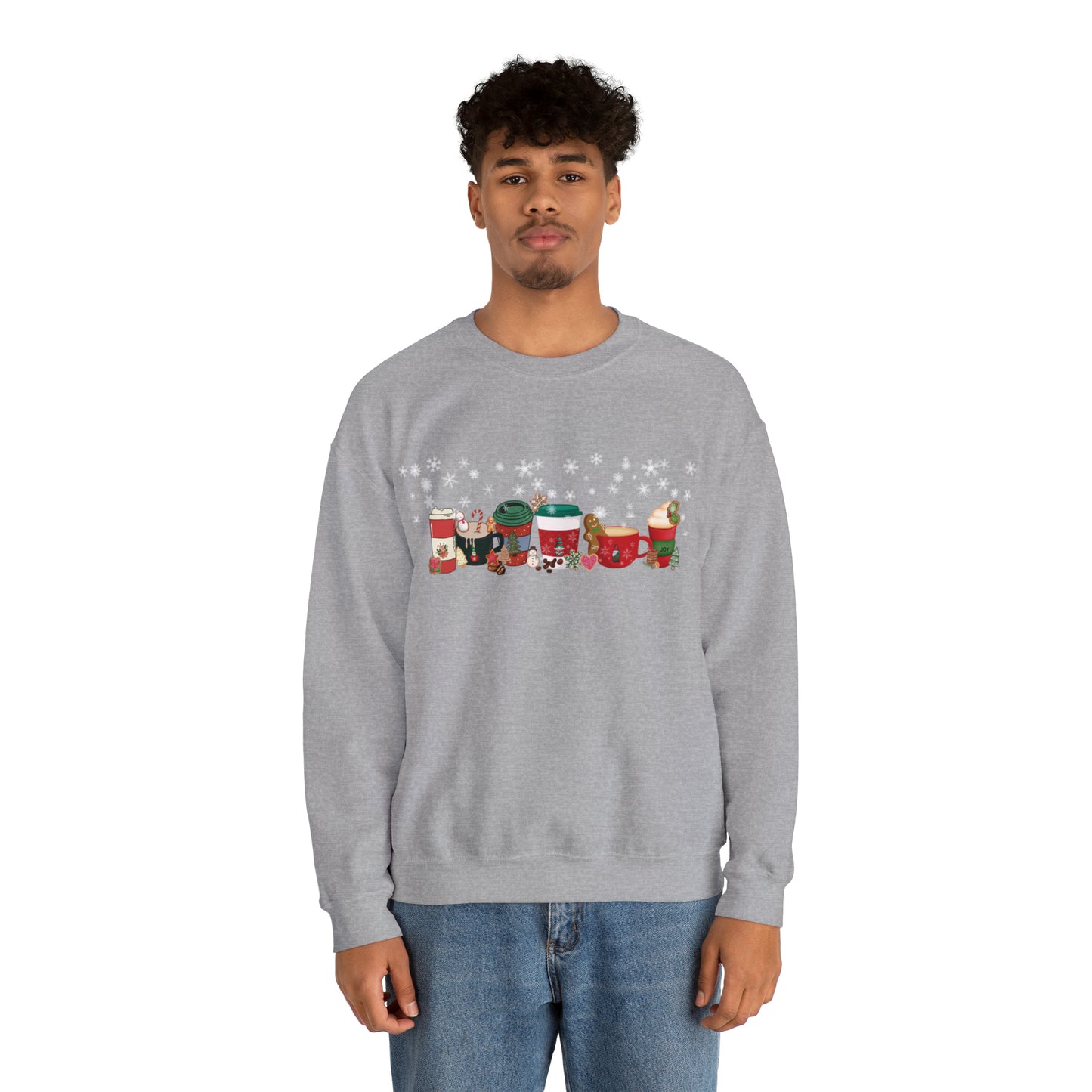 Christmas Coffee, Gingerbread Latte, Peppermint Latte, Nutmeg Mocha, Snow Flakes, Whip Cream with Cinnamon Cozy Sweat Shirt