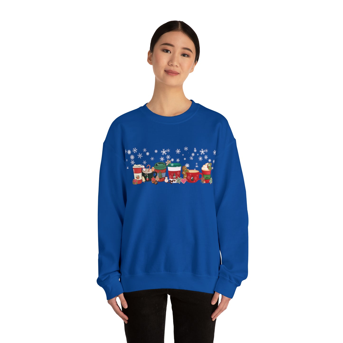 Christmas Coffee, Gingerbread Latte, Peppermint Latte, Nutmeg Mocha, Snow Flakes, Whip Cream with Cinnamon Cozy Sweat Shirt