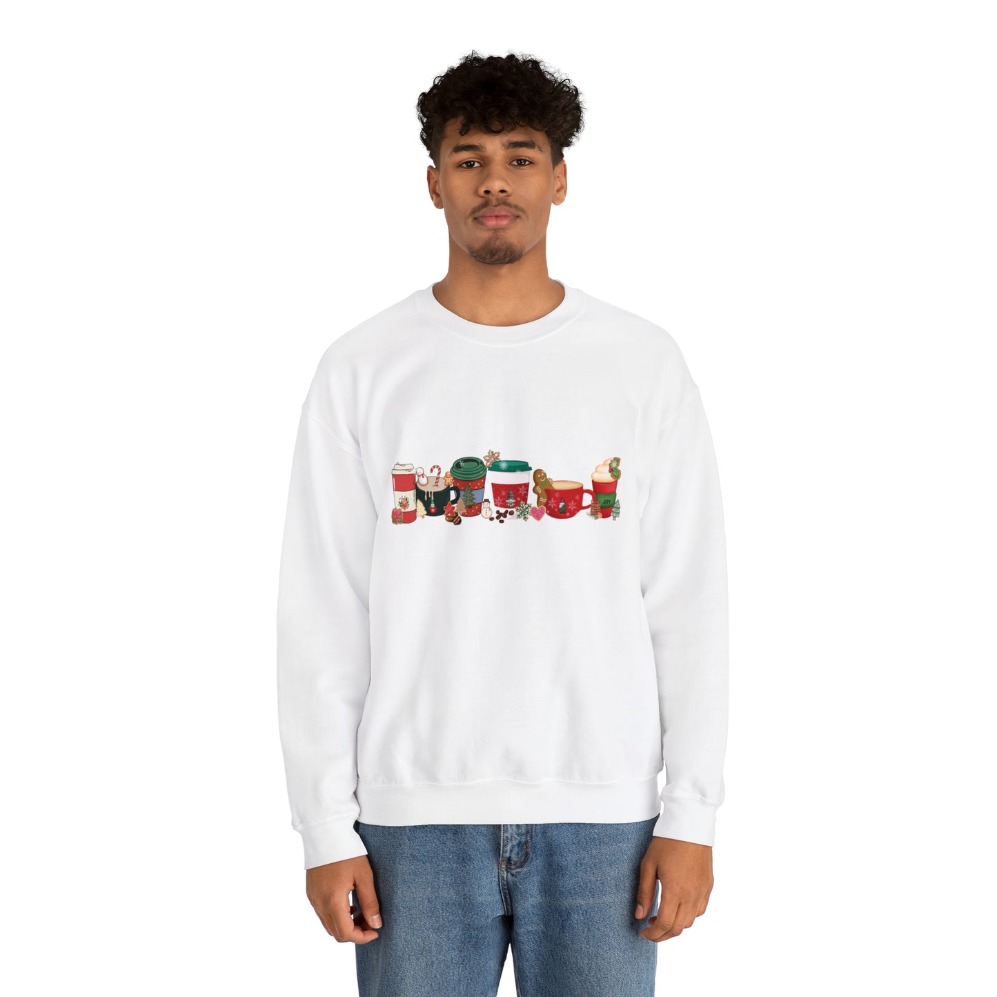 Christmas Coffee, Gingerbread Latte, Peppermint Latte, Nutmeg Mocha, Snow Flakes, Whip Cream with Cinnamon Cozy Sweat Shirt