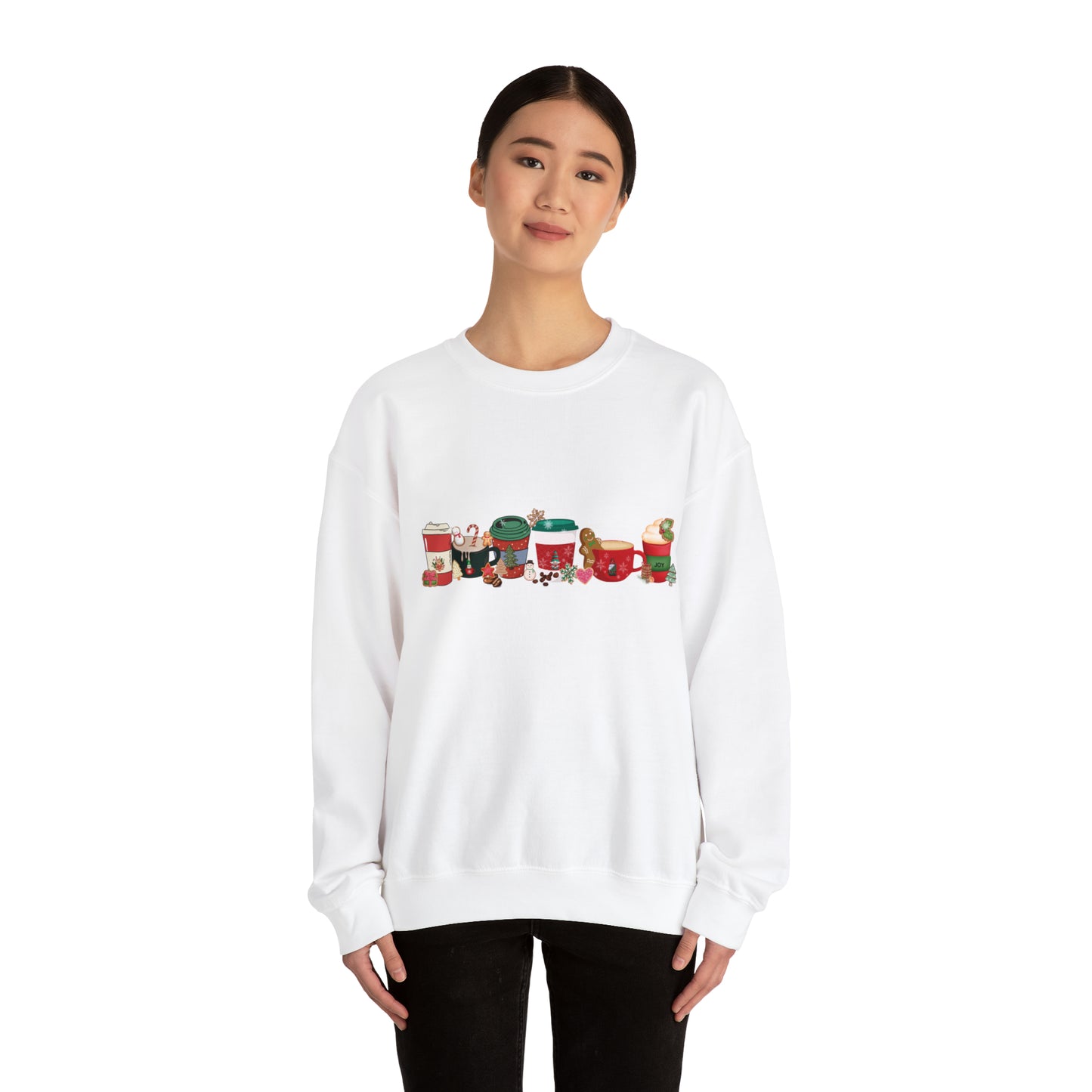 Christmas Coffee, Gingerbread Latte, Peppermint Latte, Nutmeg Mocha, Snow Flakes, Whip Cream with Cinnamon Cozy Sweat Shirt