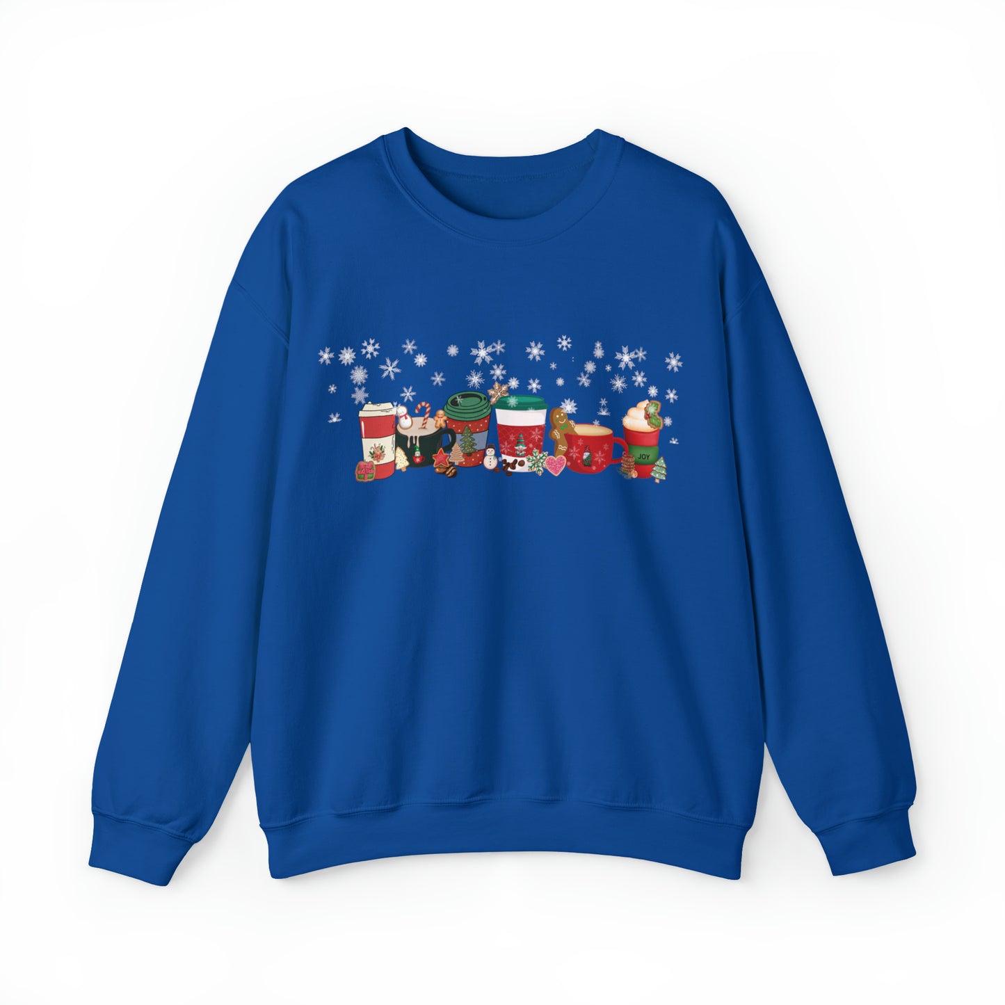 Christmas Coffee, Gingerbread Latte, Peppermint Latte, Nutmeg Mocha, Snow Flakes, Whip Cream with Cinnamon Cozy Sweat Shirt