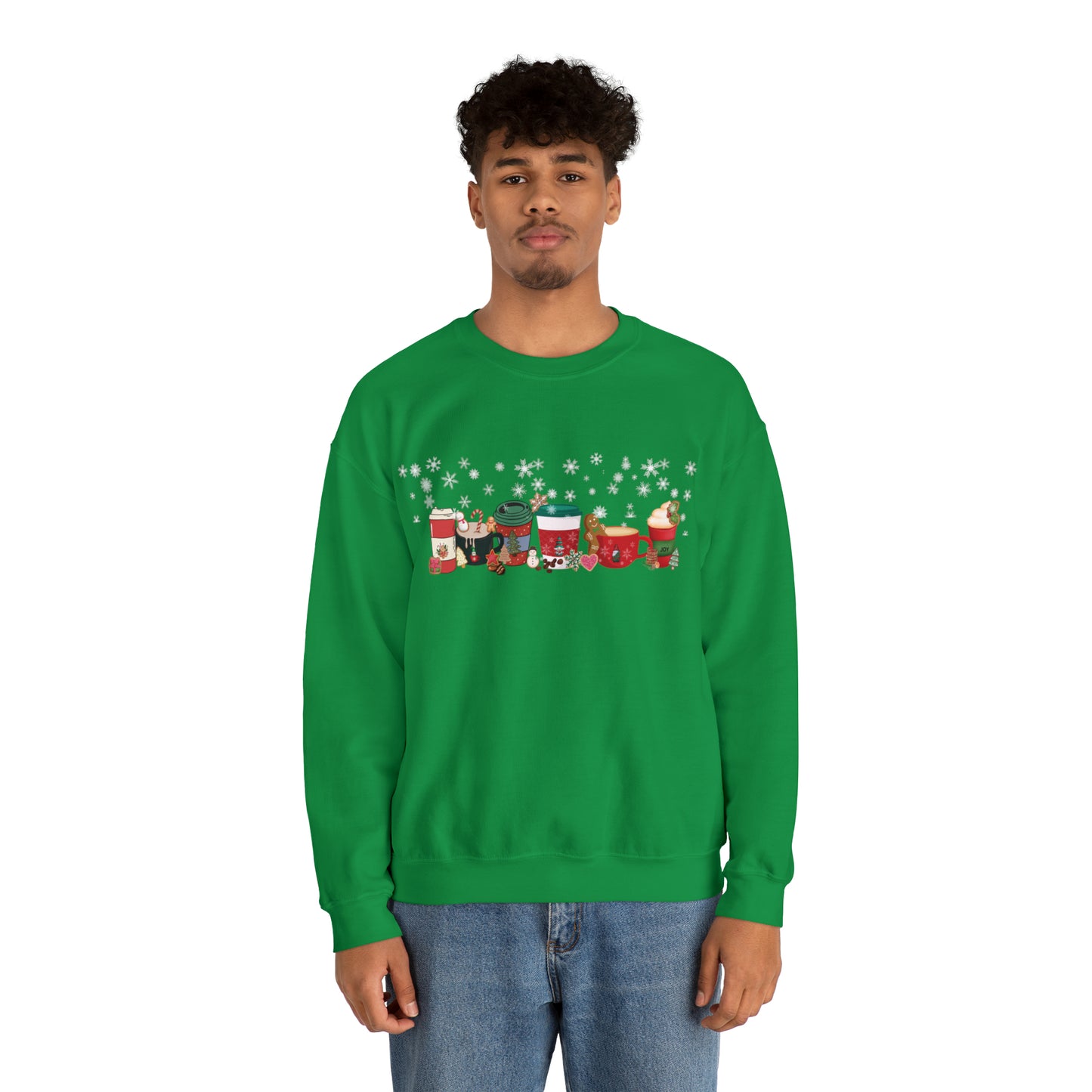 Christmas Coffee, Gingerbread Latte, Peppermint Latte, Nutmeg Mocha, Snow Flakes, Whip Cream with Cinnamon Cozy Sweat Shirt