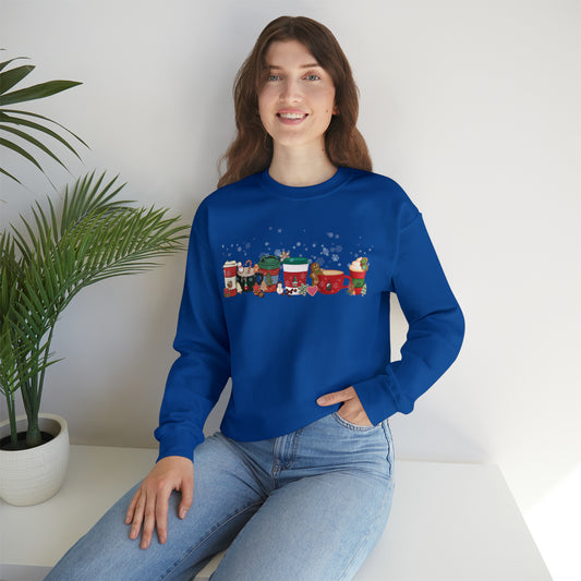 Christmas Coffee large graphic , Peppermint latte , Gingerbread Latte, Coco and Marshmallows , Unisex Heavy Blend™ Crewneck Sweatshirt