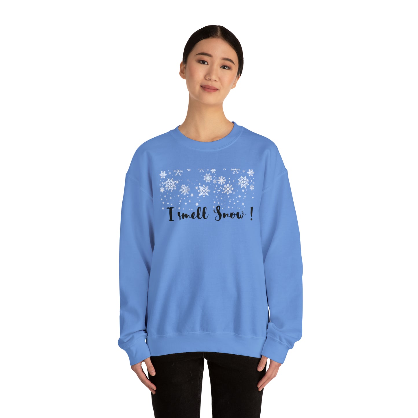 I smell snow Crewneck Sweatshirt, perfect winter magic shirt! Perfect snowflake magic in 3 colors