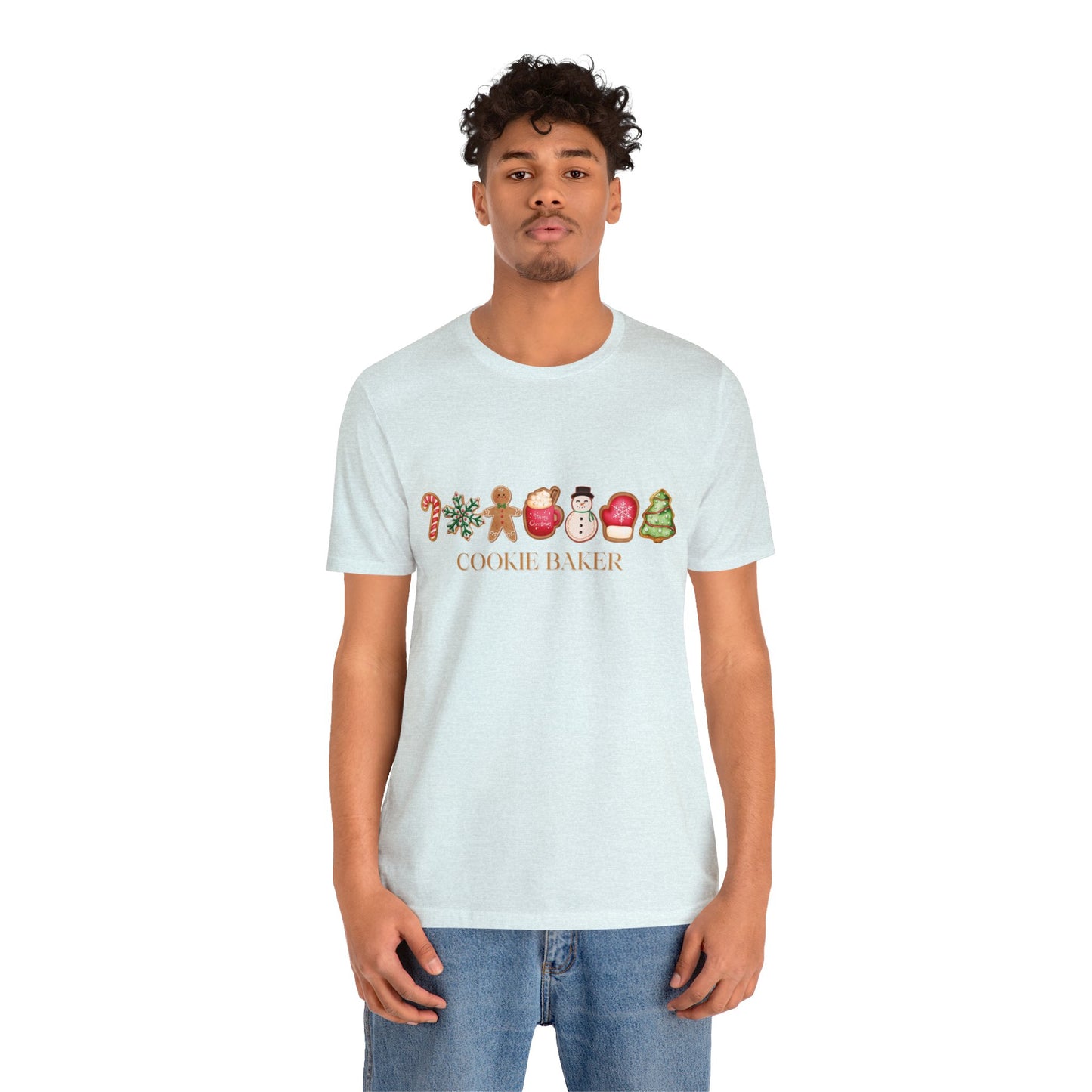 Cookie Baker Christmas Cookie Short Sleeve Tee. Sugar Cookies, Gingerbread Cookies, Frosted Cookies, Candy Cane Cookies, Snowflake Cookies