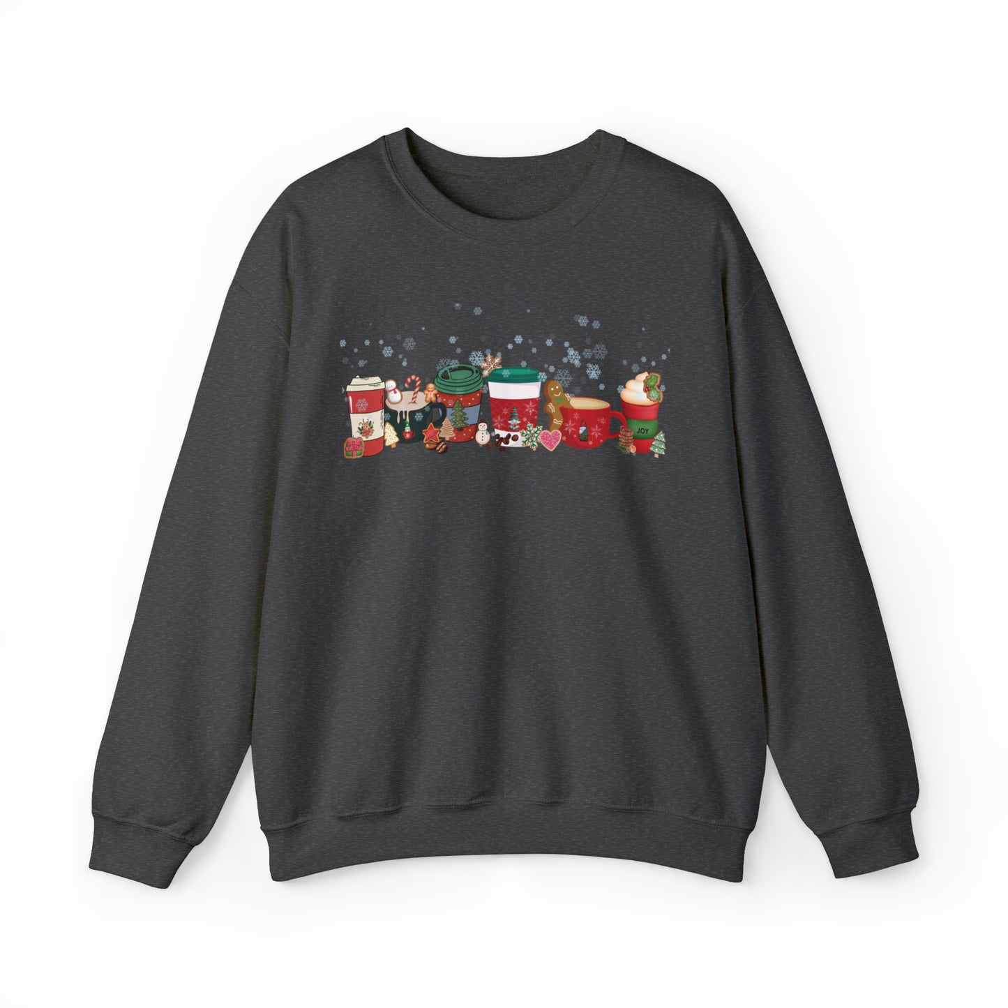 Christmas Coffee large graphic , Peppermint latte , Gingerbread Latte, Coco and Marshmallows , Unisex Heavy Blend™ Crewneck Sweatshirt