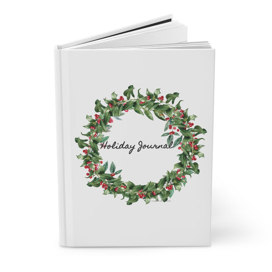 Holiday Journal Hardcover Journal Matte. Christmas Notebook with joy berry wreath with hardcover