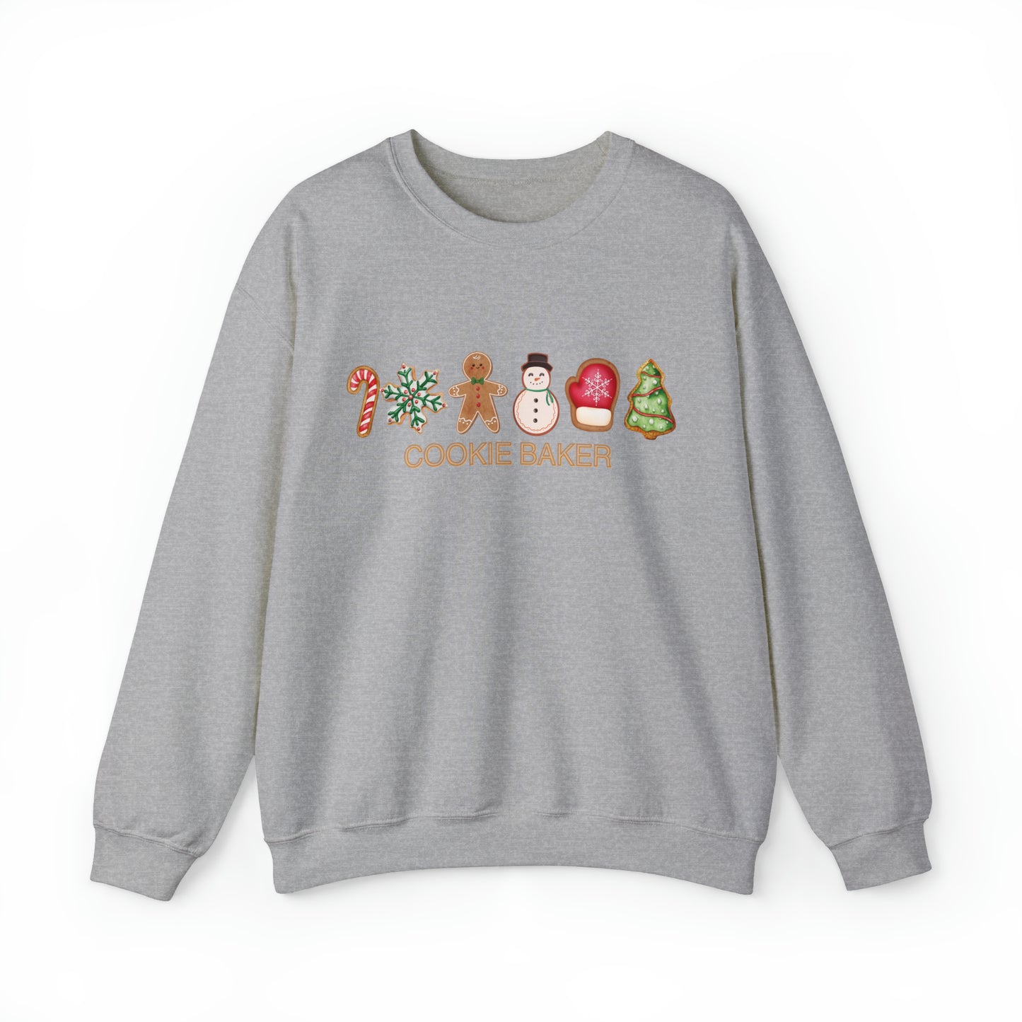 COOKIE BAKER, cookie chef, sugar, gingerbread, frosted, candy cane, cookies. Unisex Heavy Blend™ Crewneck Sweatshirt