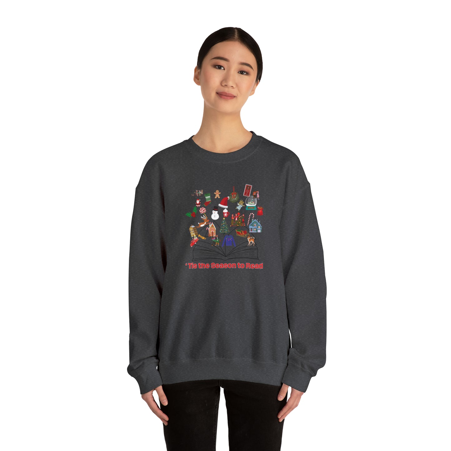 Tis the season to read Christmas Sweatshirt. Cheer & joy illuminate off the page of of the enchanting booker the holidays on this cozy shirt