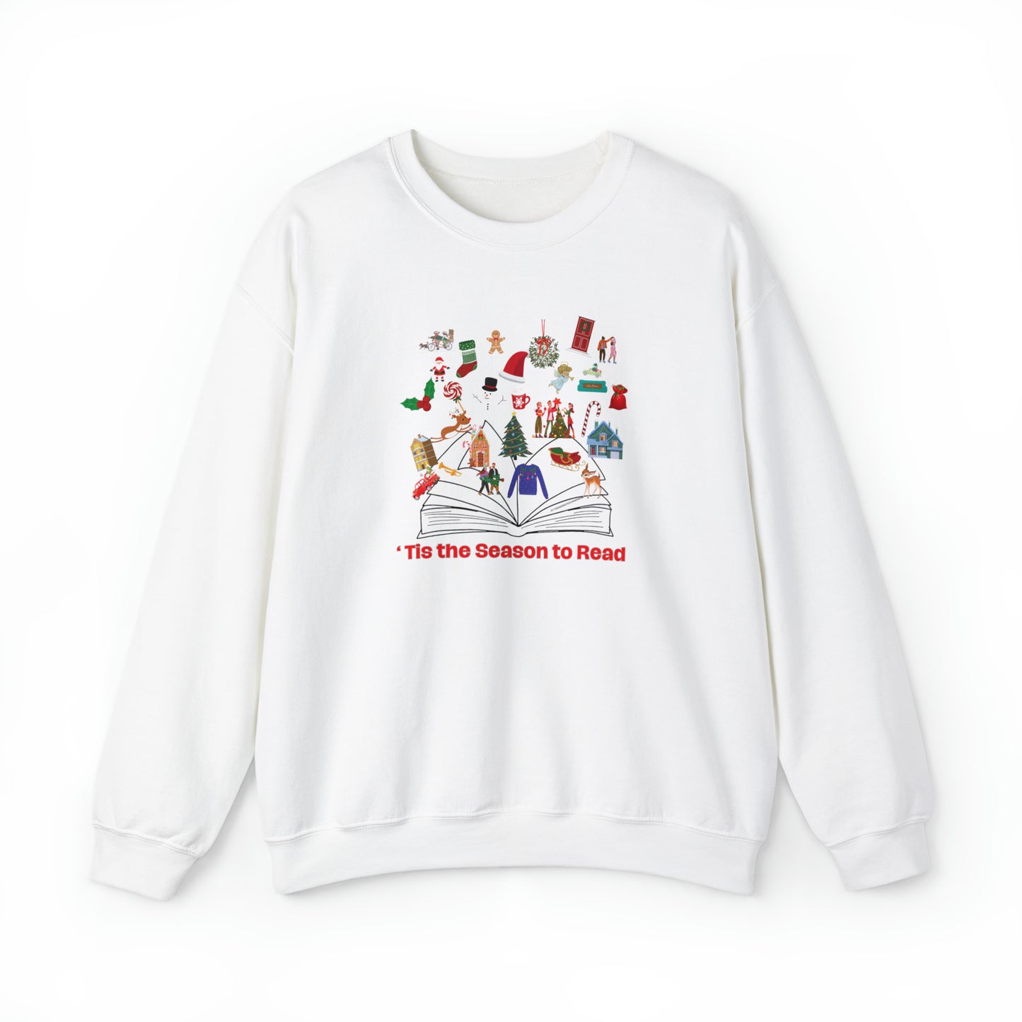 Tis the season to read Christmas Sweatshirt. Cheer & joy illuminate off the page of of the enchanting booker the holidays on this cozy shirt