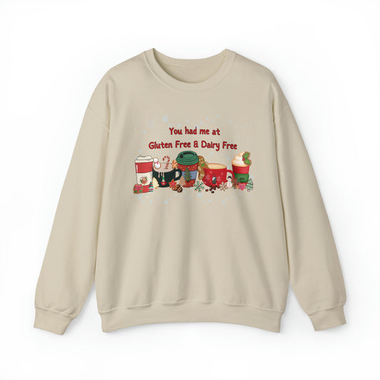 You had me at Gluten Free & Dairy Free Coffee, Latte, cookie Unisex Crewneck Sweatshirt. Christmas cookie, latte long sleeve shirt