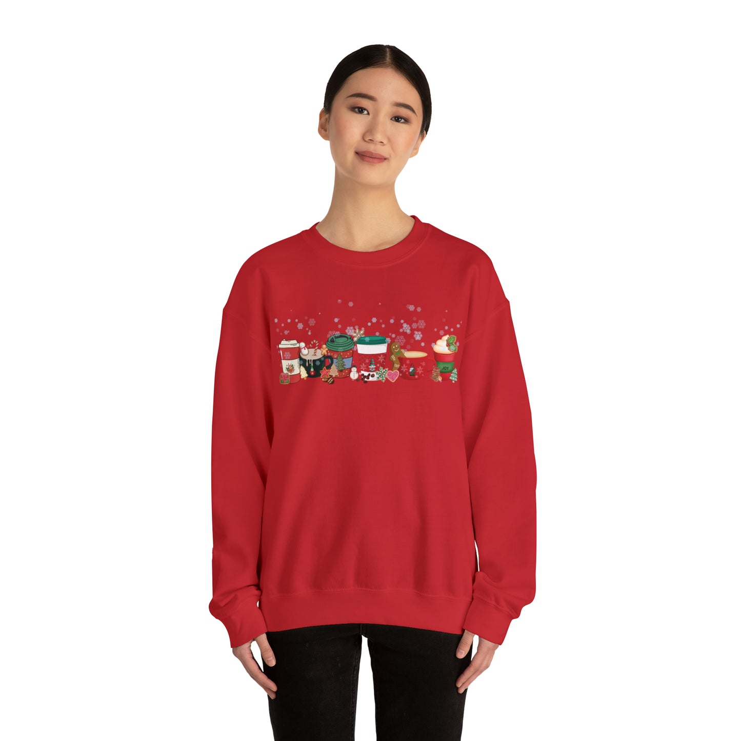 Christmas Coffee large graphic , Peppermint latte , Gingerbread Latte, Coco and Marshmallows , Unisex Heavy Blend™ Crewneck Sweatshirt