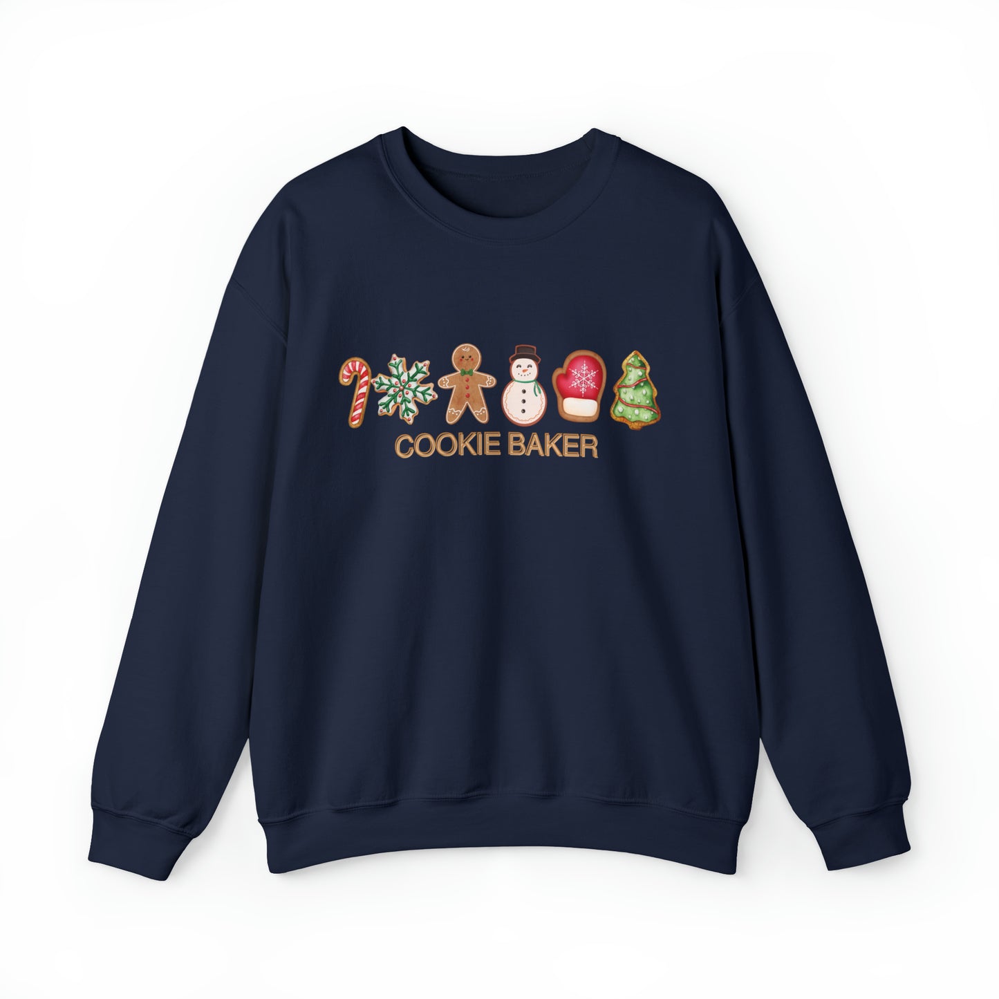 COOKIE BAKER, cookie chef, sugar, gingerbread, frosted, candy cane, cookies. Unisex Heavy Blend™ Crewneck Sweatshirt