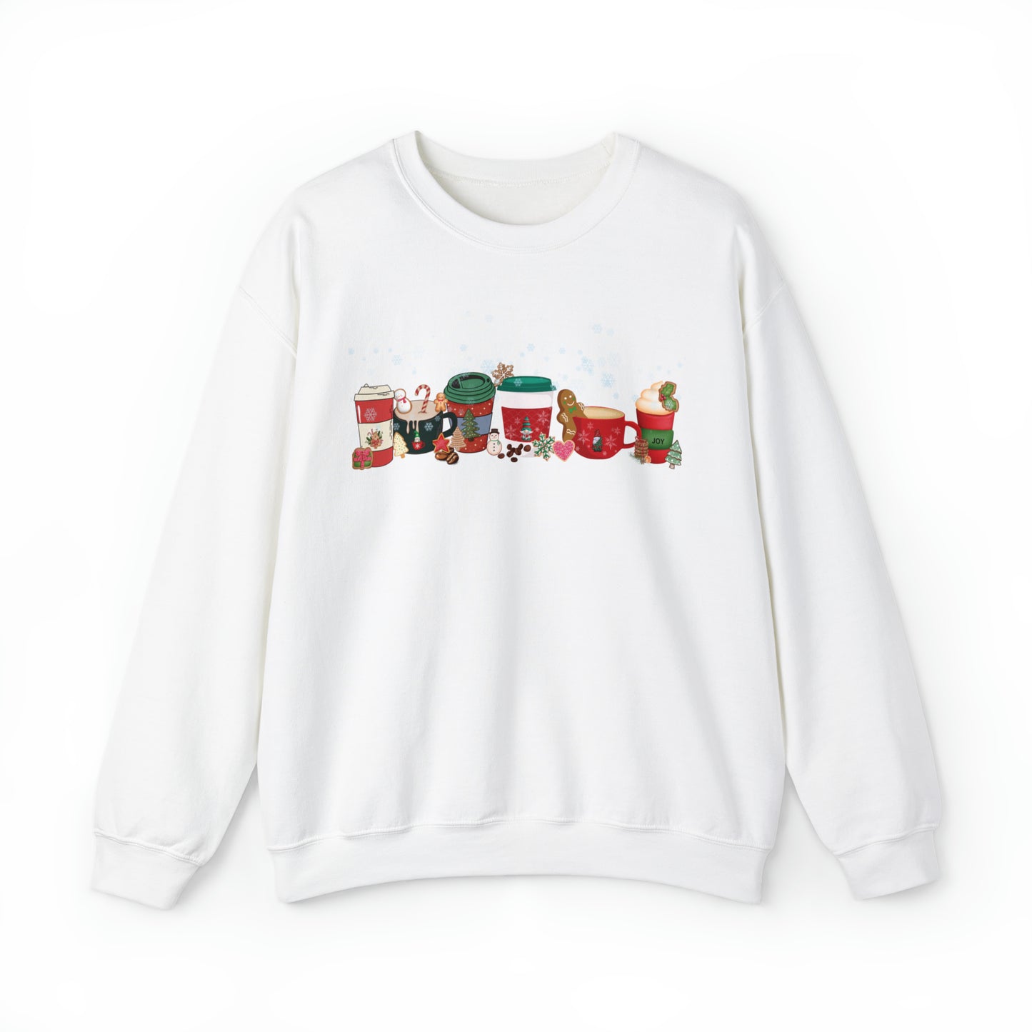 Christmas Coffee large graphic , Peppermint latte , Gingerbread Latte, Coco and Marshmallows , Unisex Heavy Blend™ Crewneck Sweatshirt