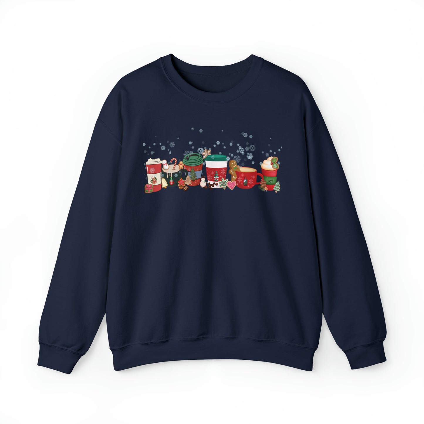 Christmas Coffee large graphic , Peppermint latte , Gingerbread Latte, Coco and Marshmallows , Unisex Heavy Blend™ Crewneck Sweatshirt