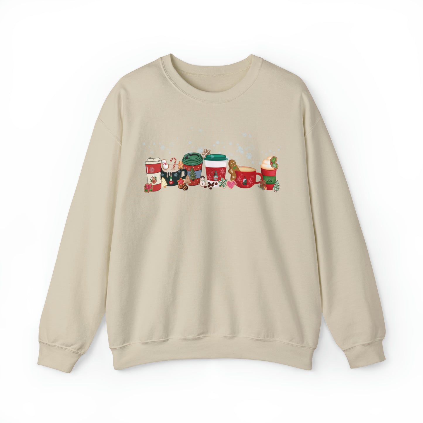 Christmas Coffee large graphic , Peppermint latte , Gingerbread Latte, Coco and Marshmallows , Unisex Heavy Blend™ Crewneck Sweatshirt