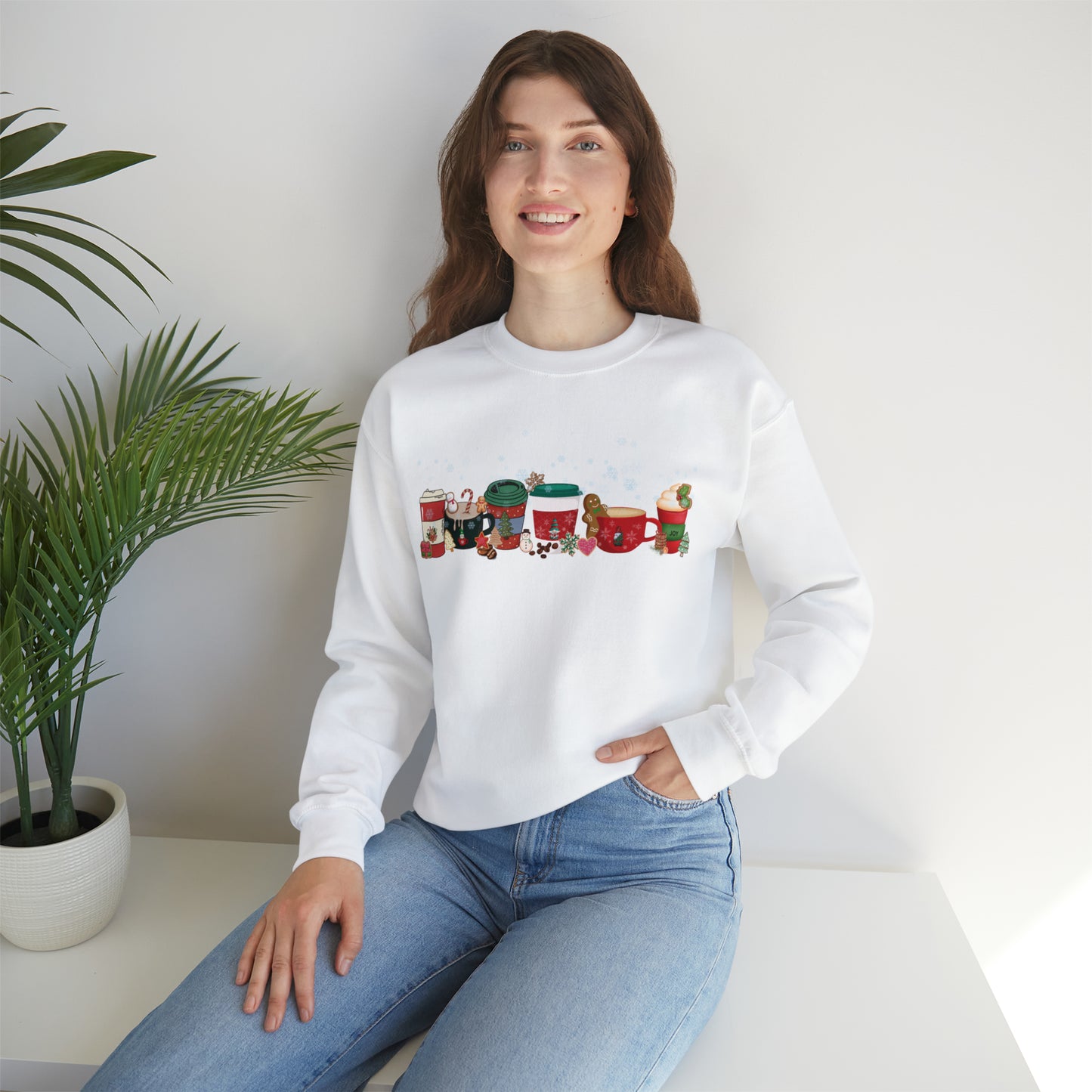 Christmas Coffee large graphic , Peppermint latte , Gingerbread Latte, Coco and Marshmallows , Unisex Heavy Blend™ Crewneck Sweatshirt