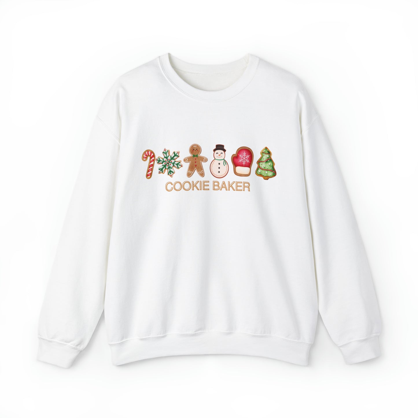 COOKIE BAKER, cookie chef, sugar, gingerbread, frosted, candy cane, cookies. Unisex Heavy Blend™ Crewneck Sweatshirt