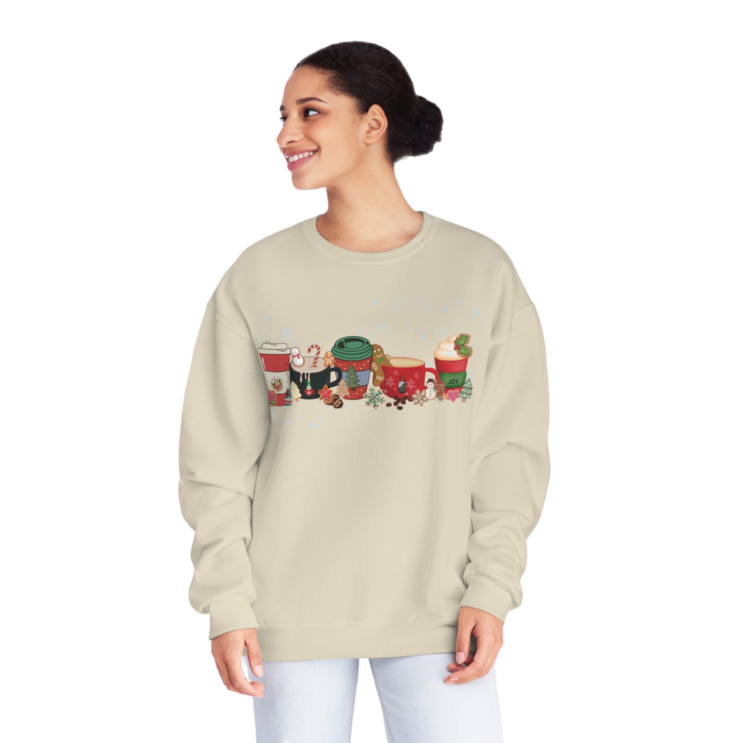 Coffee,Cookies, Cinnamon Latte, Peppermint latte , Gingerbread Latte ,Peppermint Mocha, Chai Latte Unisex Crewneck Sweatshirt large graphic