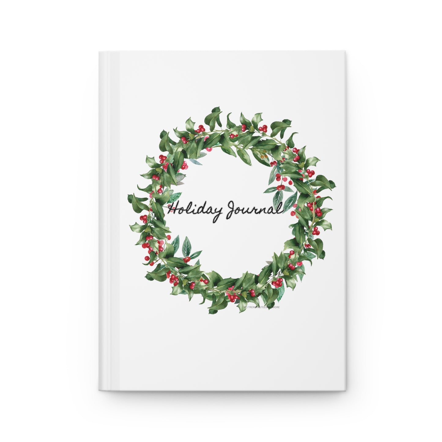 Holiday Journal Hardcover Journal Matte. Christmas Notebook with joy berry wreath with hardcover