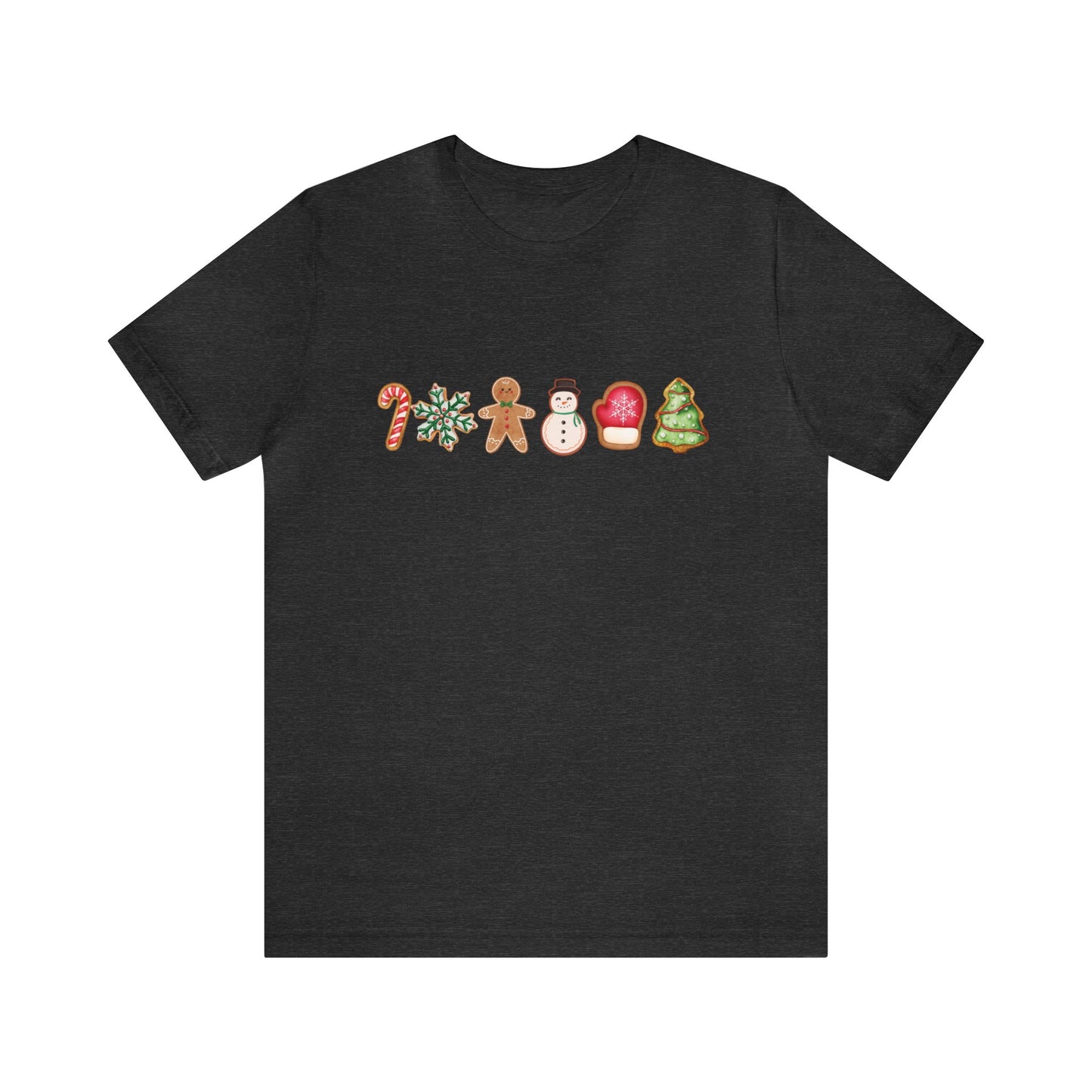 Christmas cookies ,sugar cookie, gingerbread cookie, candy cane cookie, snowman cookies, frosted cookie,Unisex Jersey Short Sleeve Tee