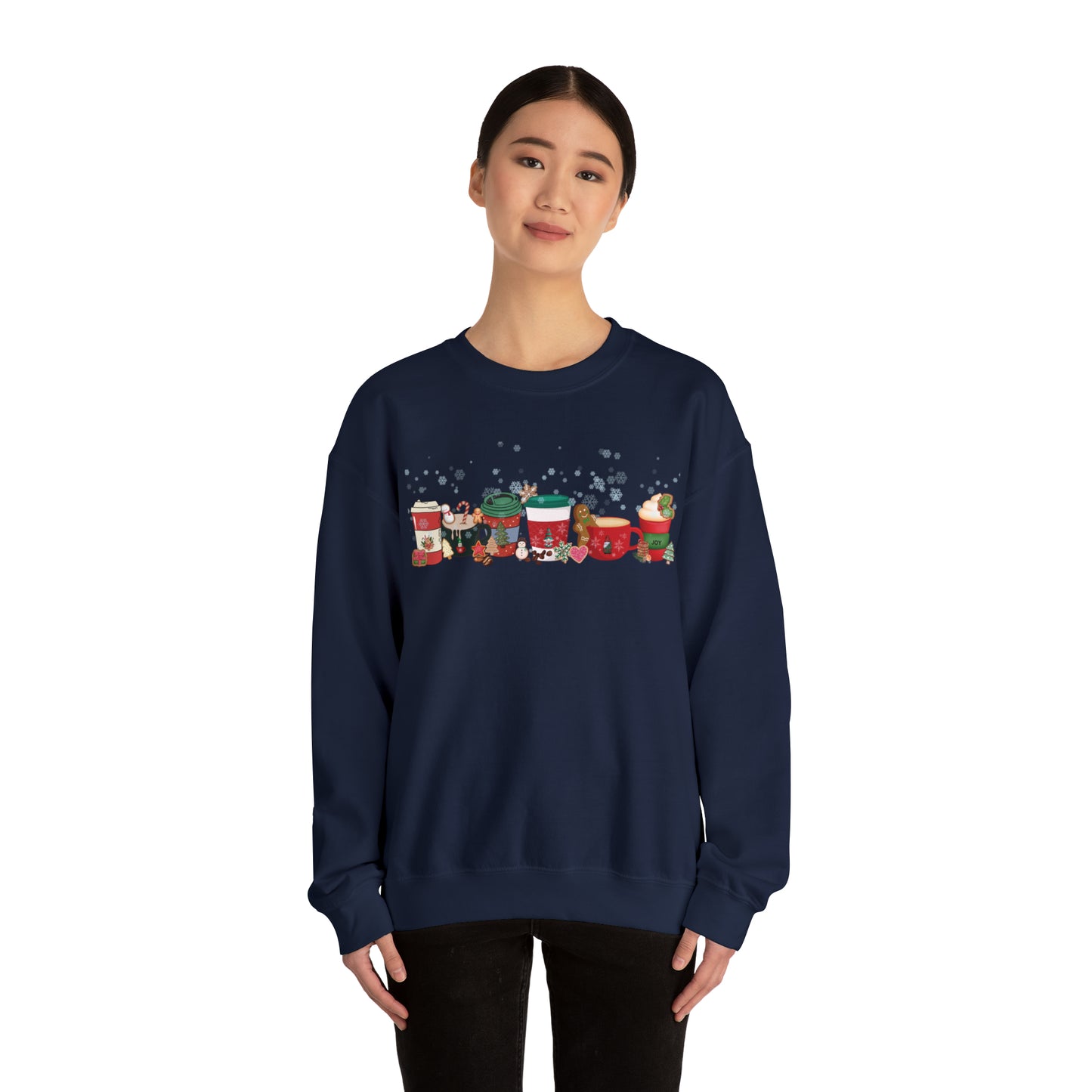 Christmas Coffee large graphic , Peppermint latte , Gingerbread Latte, Coco and Marshmallows , Unisex Heavy Blend™ Crewneck Sweatshirt