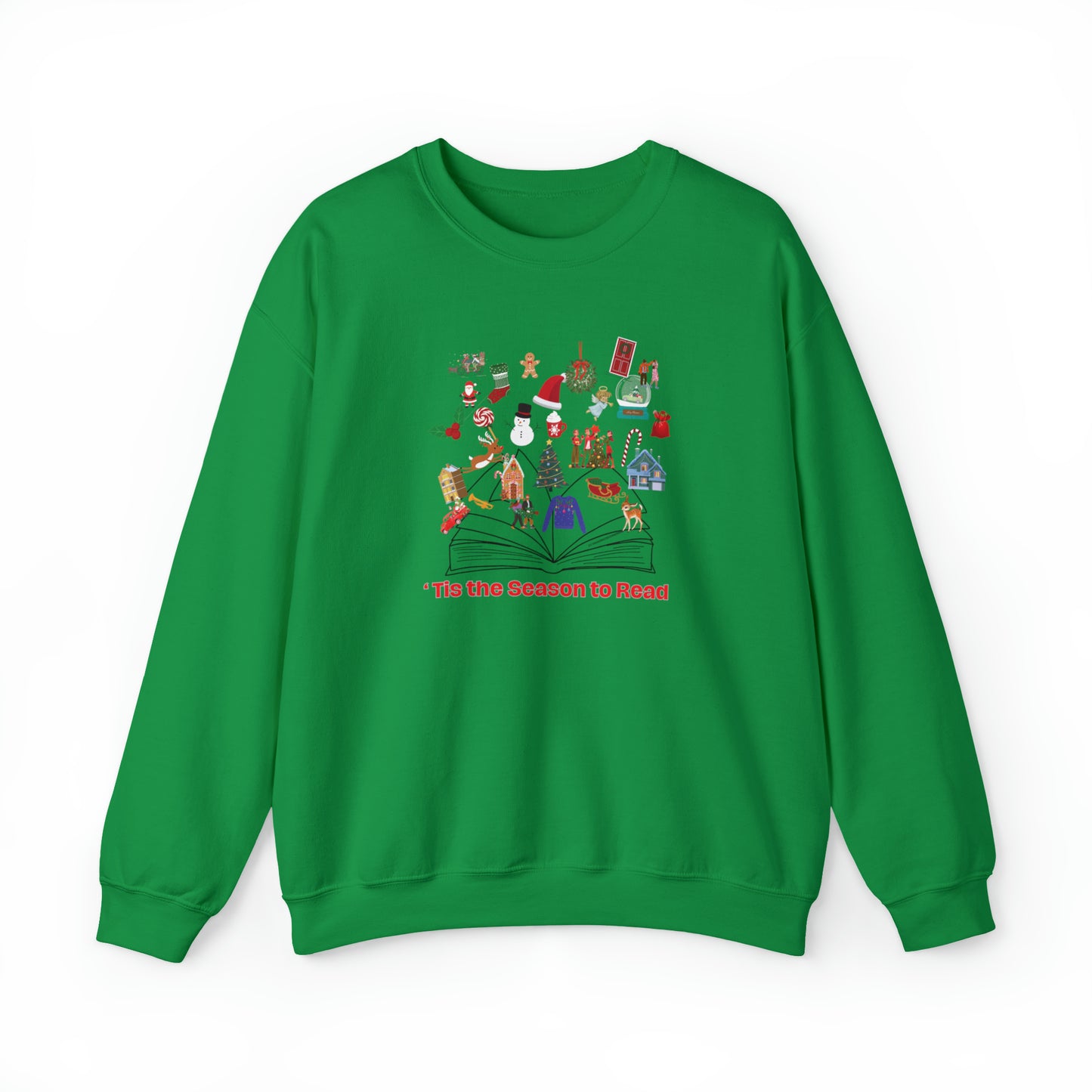 Tis the season to read Christmas Sweatshirt. Cheer & joy illuminate off the page of of the enchanting booker the holidays on this cozy shirt