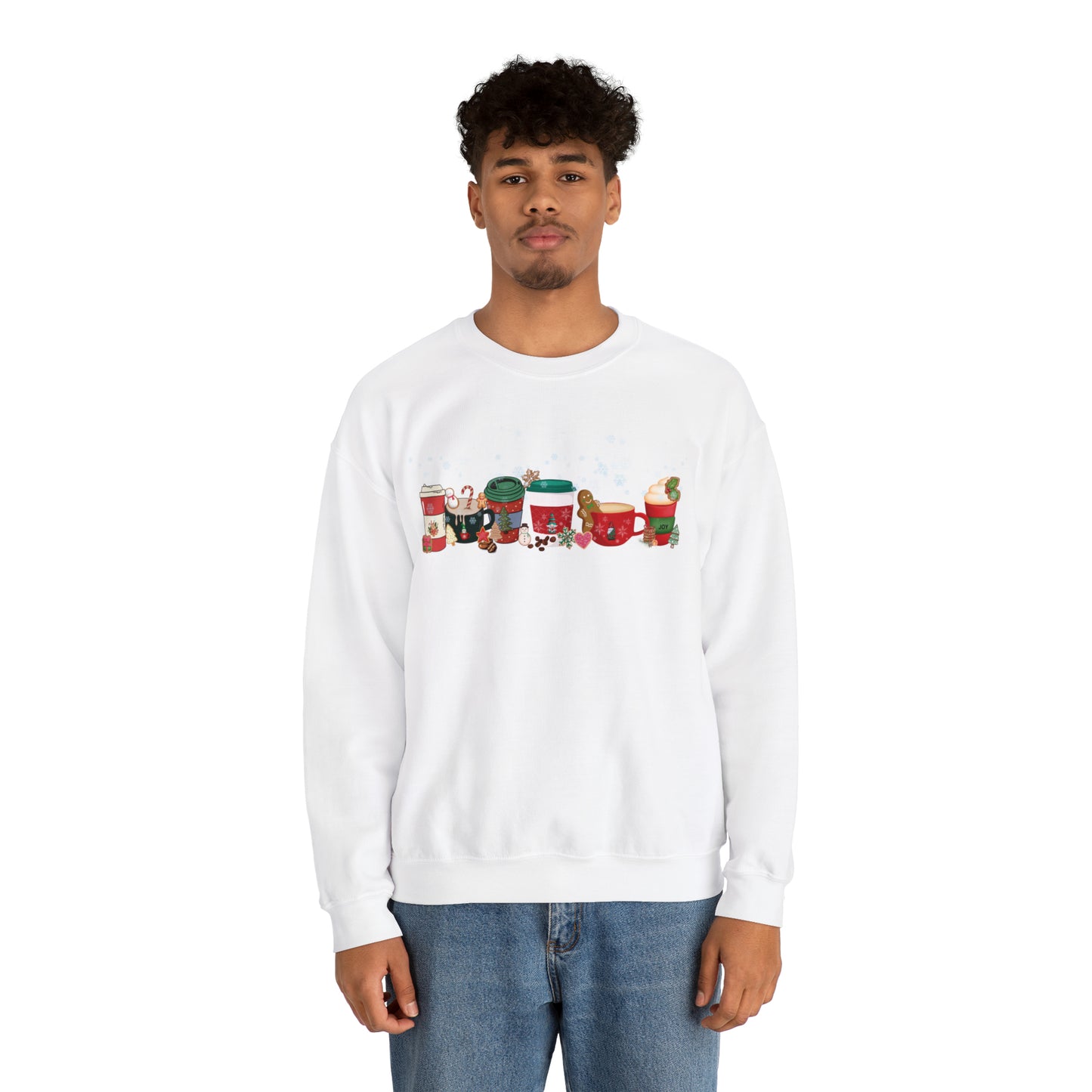 Christmas Coffee large graphic , Peppermint latte , Gingerbread Latte, Coco and Marshmallows , Unisex Heavy Blend™ Crewneck Sweatshirt