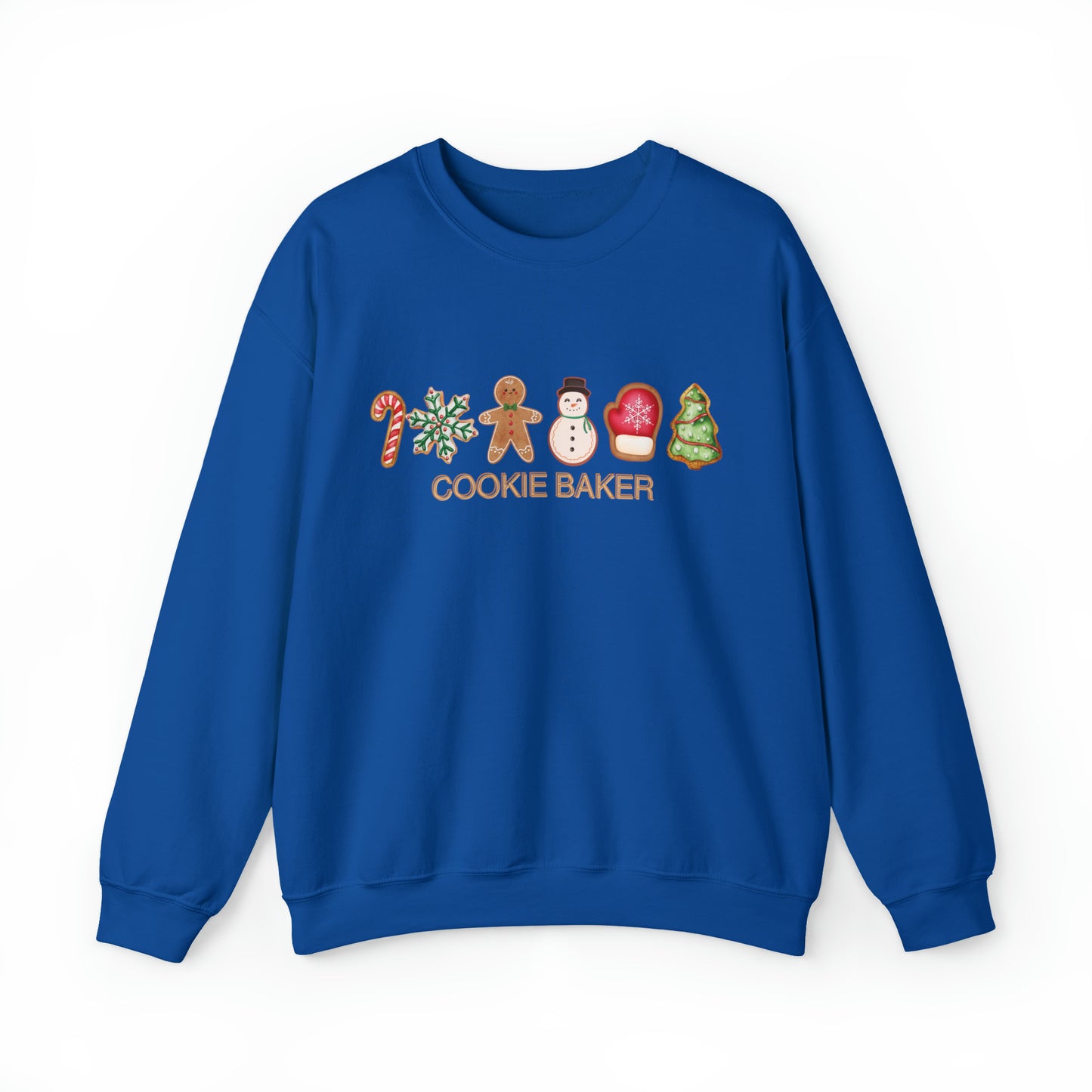 COOKIE BAKER, cookie chef, sugar, gingerbread, frosted, candy cane, cookies. Unisex Heavy Blend™ Crewneck Sweatshirt