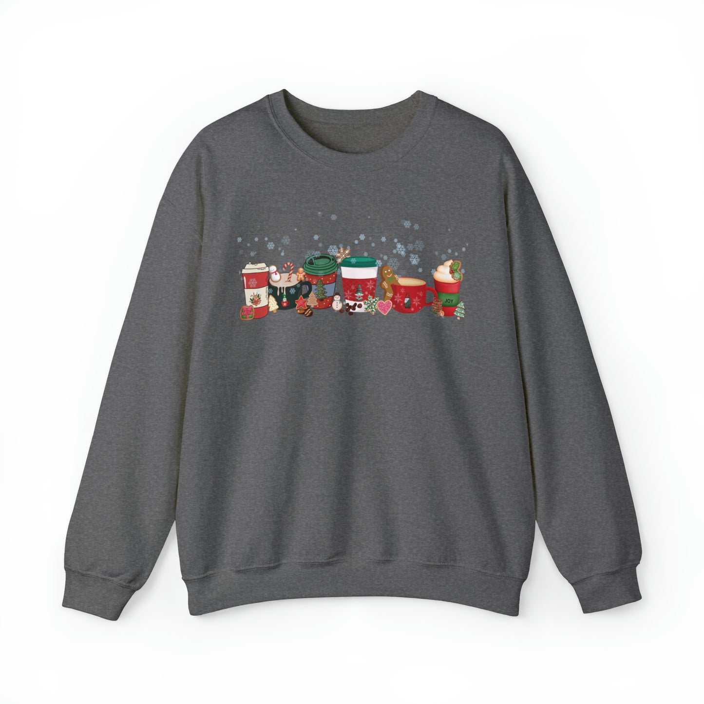 Christmas Coffee large graphic , Peppermint latte , Gingerbread Latte, Coco and Marshmallows , Unisex Heavy Blend™ Crewneck Sweatshirt