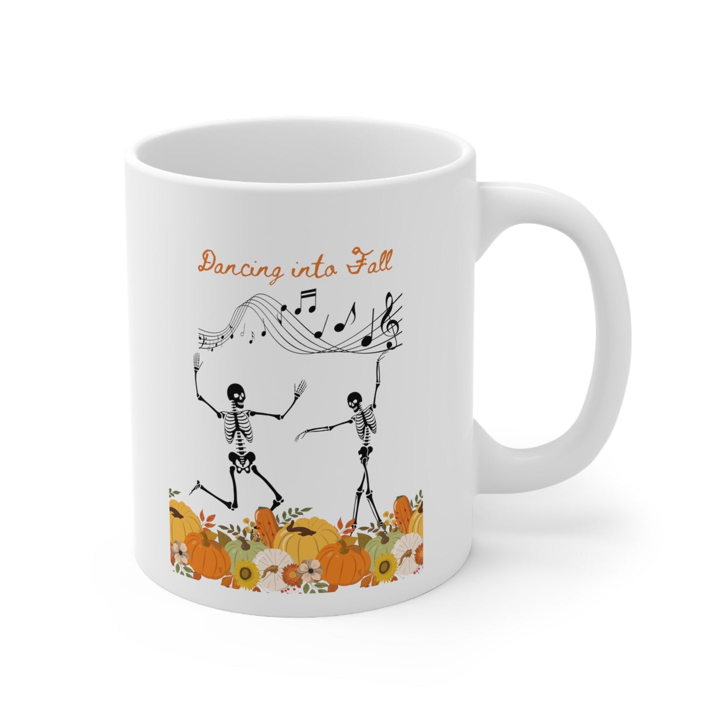 Fall, Skeltons, Halloween, Pumpkins, Dancing, Party ,Ceramic Mug 11oz