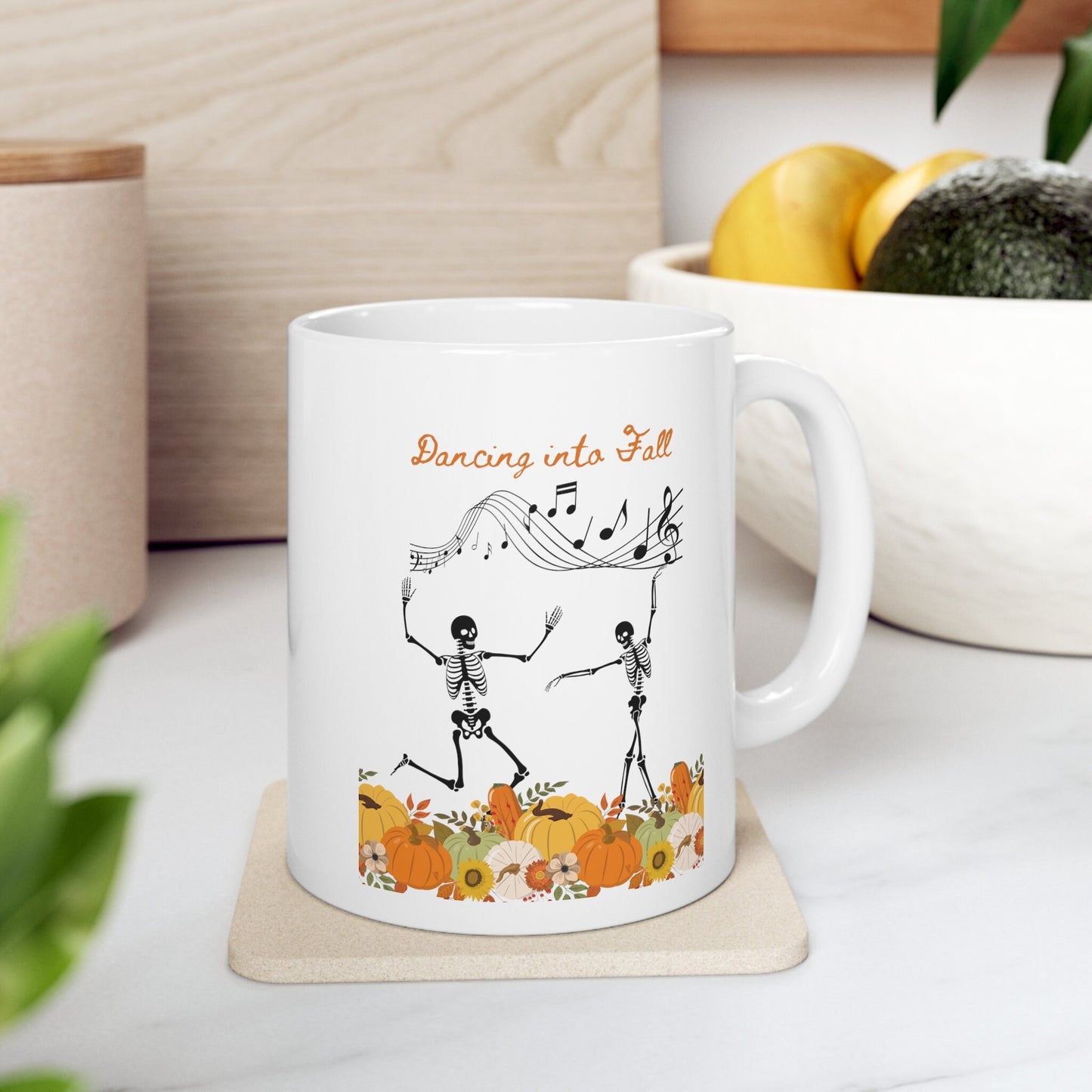 Fall, Skeltons, Halloween, Pumpkins, Dancing, Party ,Ceramic Mug 11oz